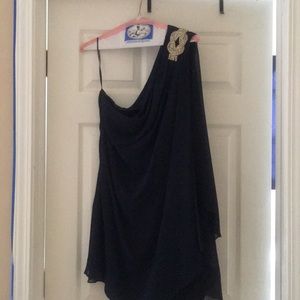 One shoulder NAVY short dress